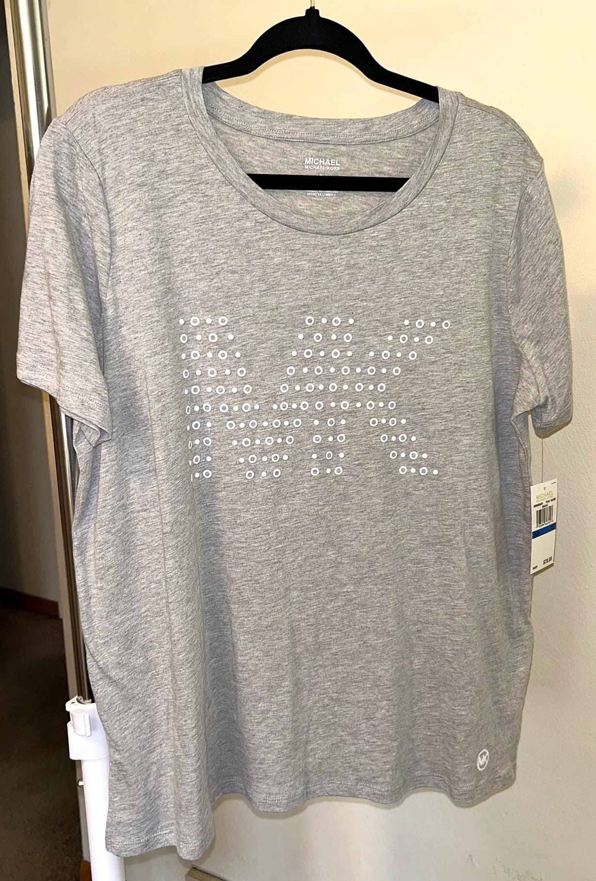 MK Grey Dot Design Logo T-Shirt Size XL