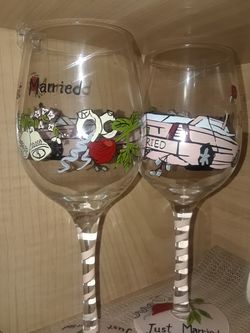 just married wine glasses