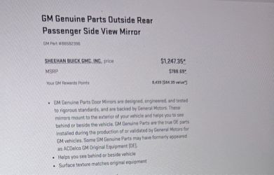 GM Genuine Parts Passenger and Drivers Side View Mirror