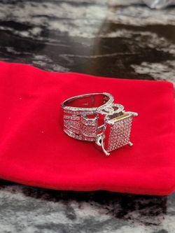 High Quality STERLING SILVER CZ 3 Dimensional High Mount Size 7 Ring