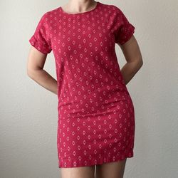 Old Navy Red Geometric Tunic Dress
