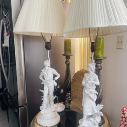 Pair Of Beautiful Vintage Statues Lamps 
