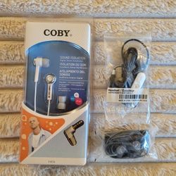 Coby Sound Isolation Digital Stereo Headphones With 2 Other Headphones. New.