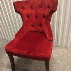 Red Velvet Studded Side Chair $50
