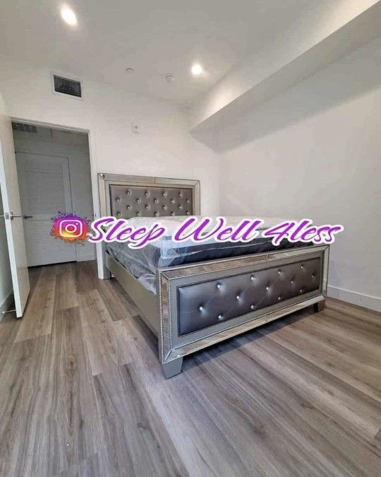 NEW QUEEN BED FRAME AND MATTRESS