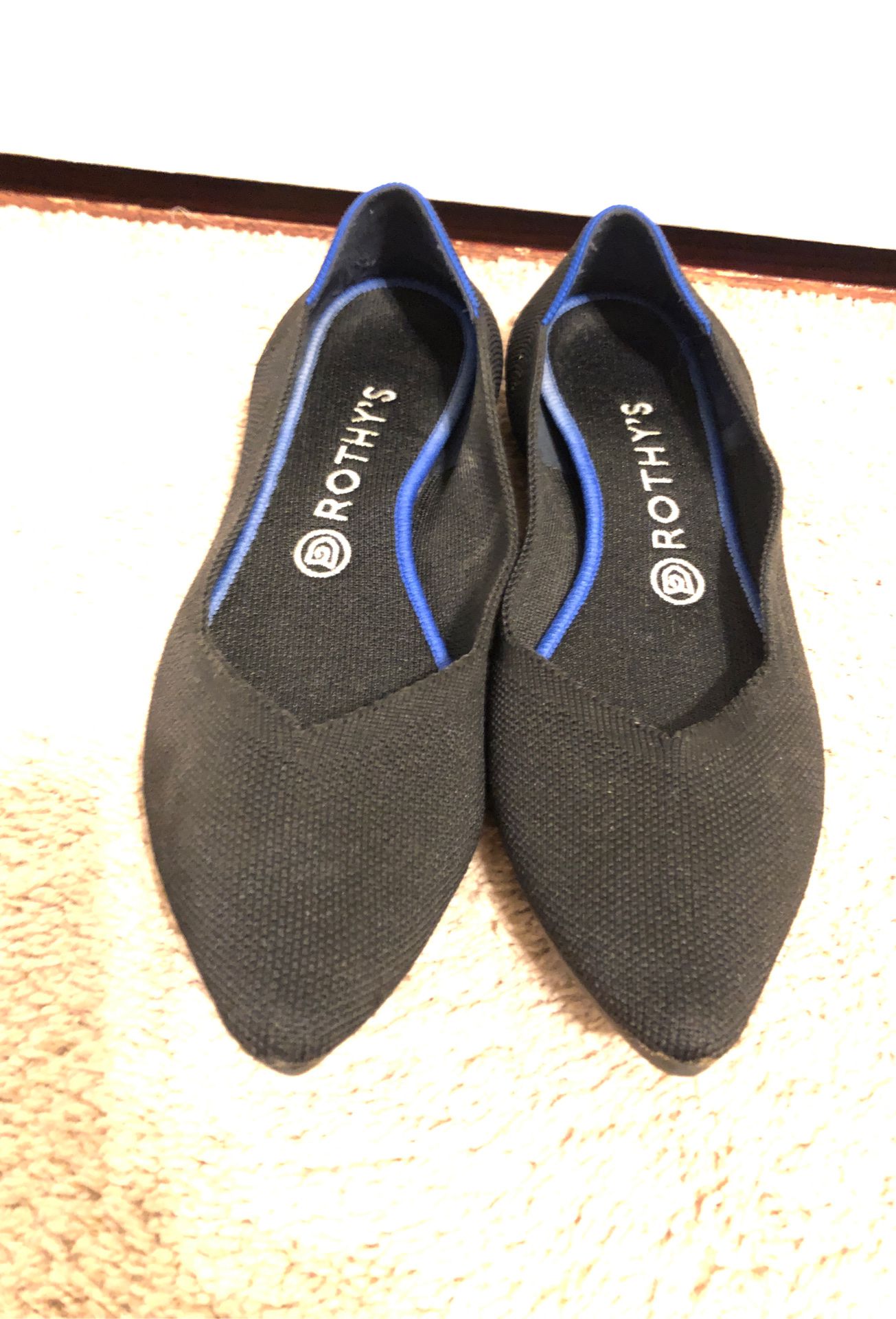 Rothy’s pointed toe Black Flats Size 9 1/2