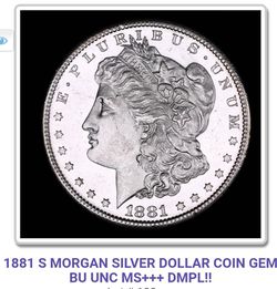 1881 S MORGAN SILVER DOLLAR COIN GEM BU UNC MS+++ DMPL!!