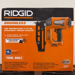 RIDGID 18V Brushless Cordless 16-Gauge 2-1/2 in. Straight Finish Nailer