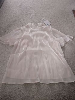 Cream Satin Sheer Blouse with Tags