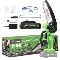 Mini Chainsaw Cordless,6 Inch Chainsaw, Mini Electric Chainsaw Cordless Battery Powered,One-Hand Portable Chain Saw for Tree Trimming, Pruning&Wood Cu