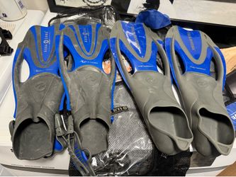 Aqua Lung U.S. Divers Proflex Fins – 2 Pairs with Carry Bags, Sizes 8–9.5 & 10–13