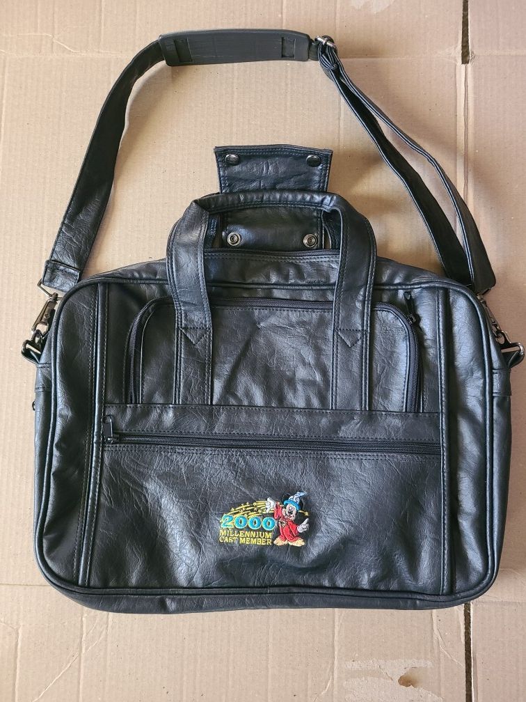 Disney Cast Member Embroidered 2000 Millenium Black Leather Bag 