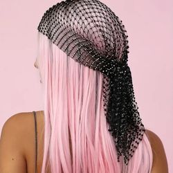 HEADBAND RHINESTONES BANDANA FISHNET 