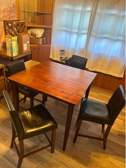 Square Wood Dining Table with 4 Chairs