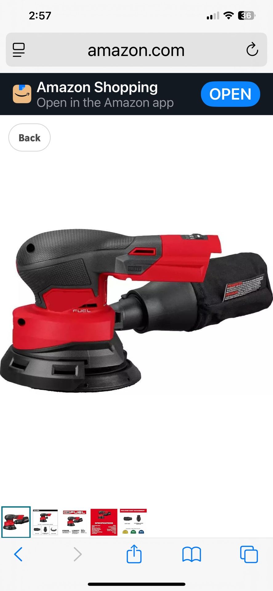 Milwaukee 2837-20 M18 FUEL 18V 5" Random Orbital Sander - Bare Tool *NEW