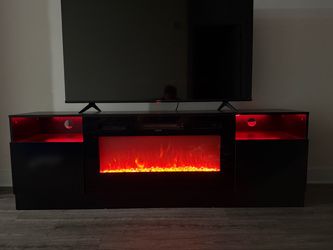 Black TV Stand with Electric Fireplace