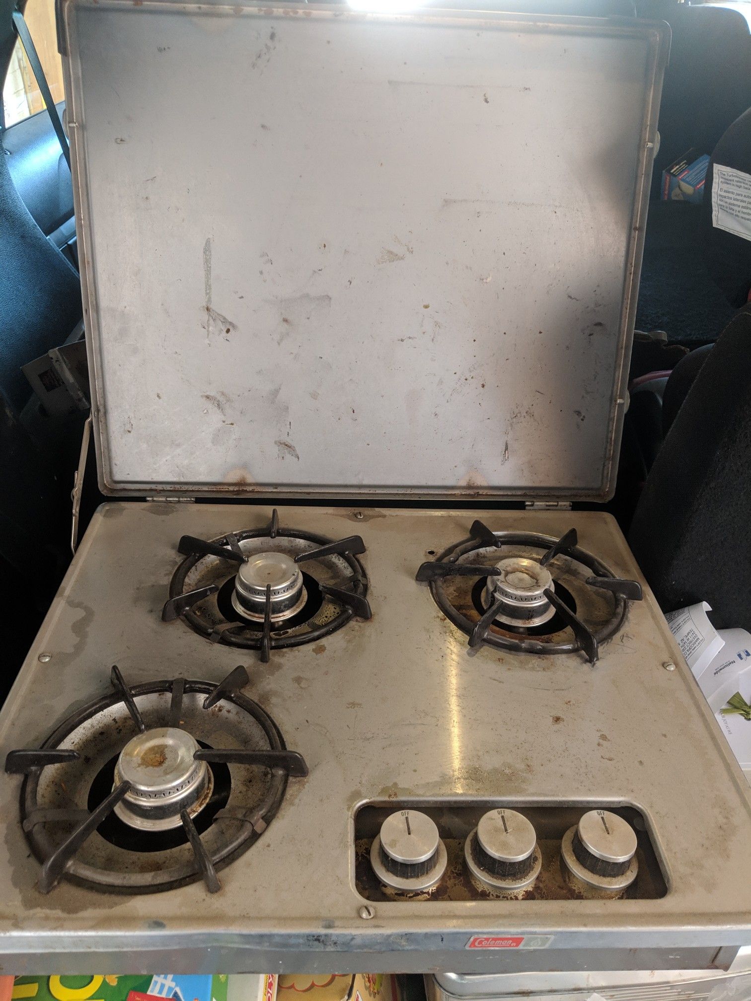 Old school Coleman stove from pop up camper.