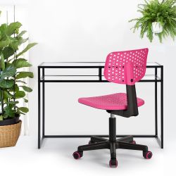 Homy Casa IWC Pink Ergonomic Office Chair with Colorful PU Casters and Adjustable Height Open Box