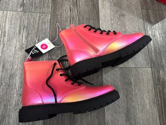 Art Class Girls Pink Iridescent Kayden Combat Boots Size 5