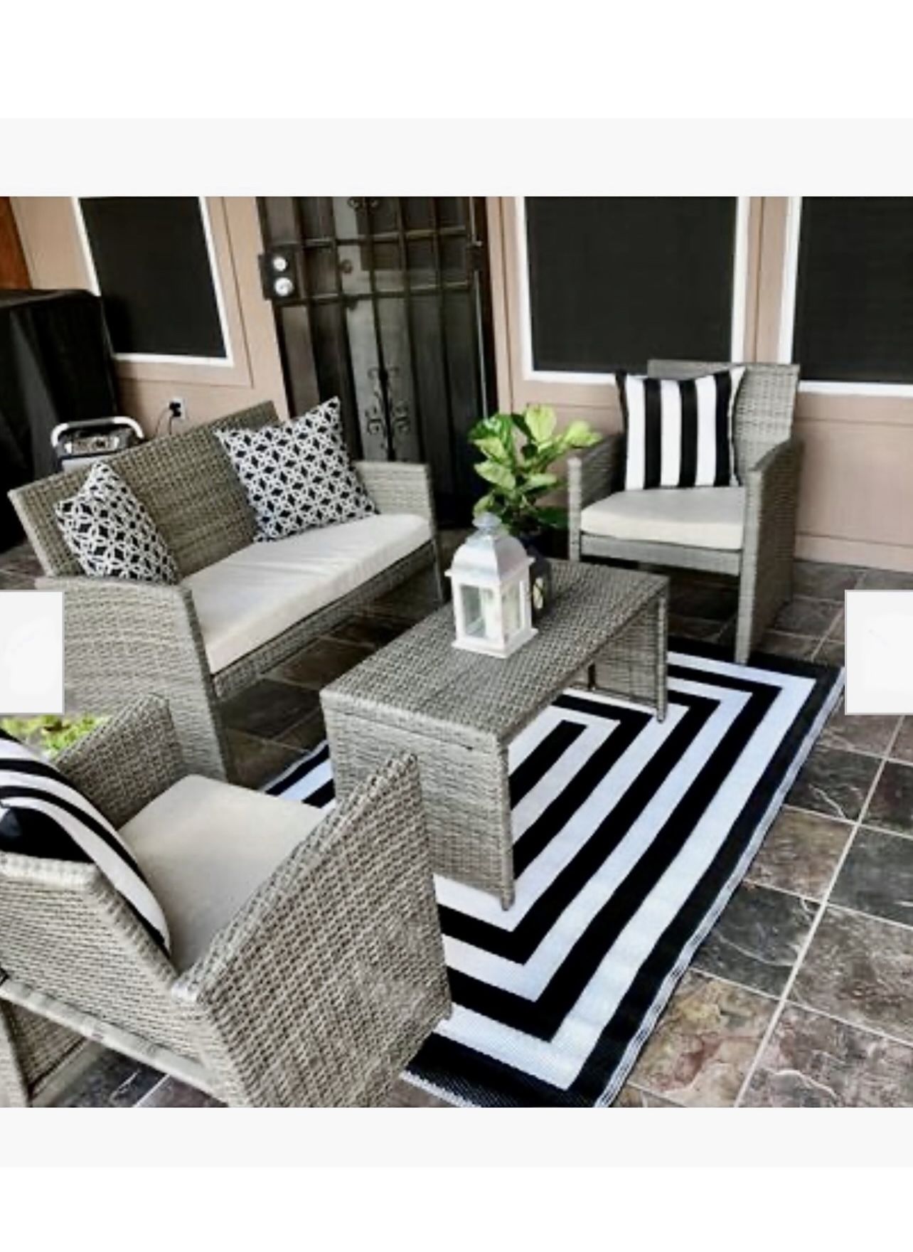 Brand New Indoor Or Outdoor Patio Furniture Set With Beige Cushions