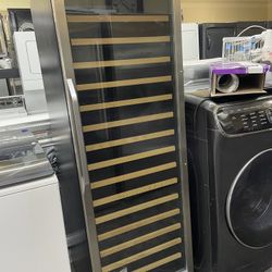 Tall Wine Cooler Stainless Steel And Wood Racks 