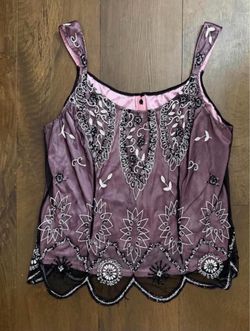 Very unique Purple beaded whimsy geometric embroidery tank #fairycore #cottagecore Y2K #Unique #Vintage