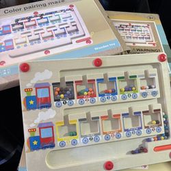 Magnetic Color and Number Maze Board Wooden Montessori Fine Motor Skills Toys