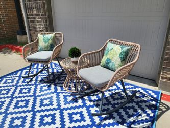 Outdoor patio rocking chairs set. Read the description below