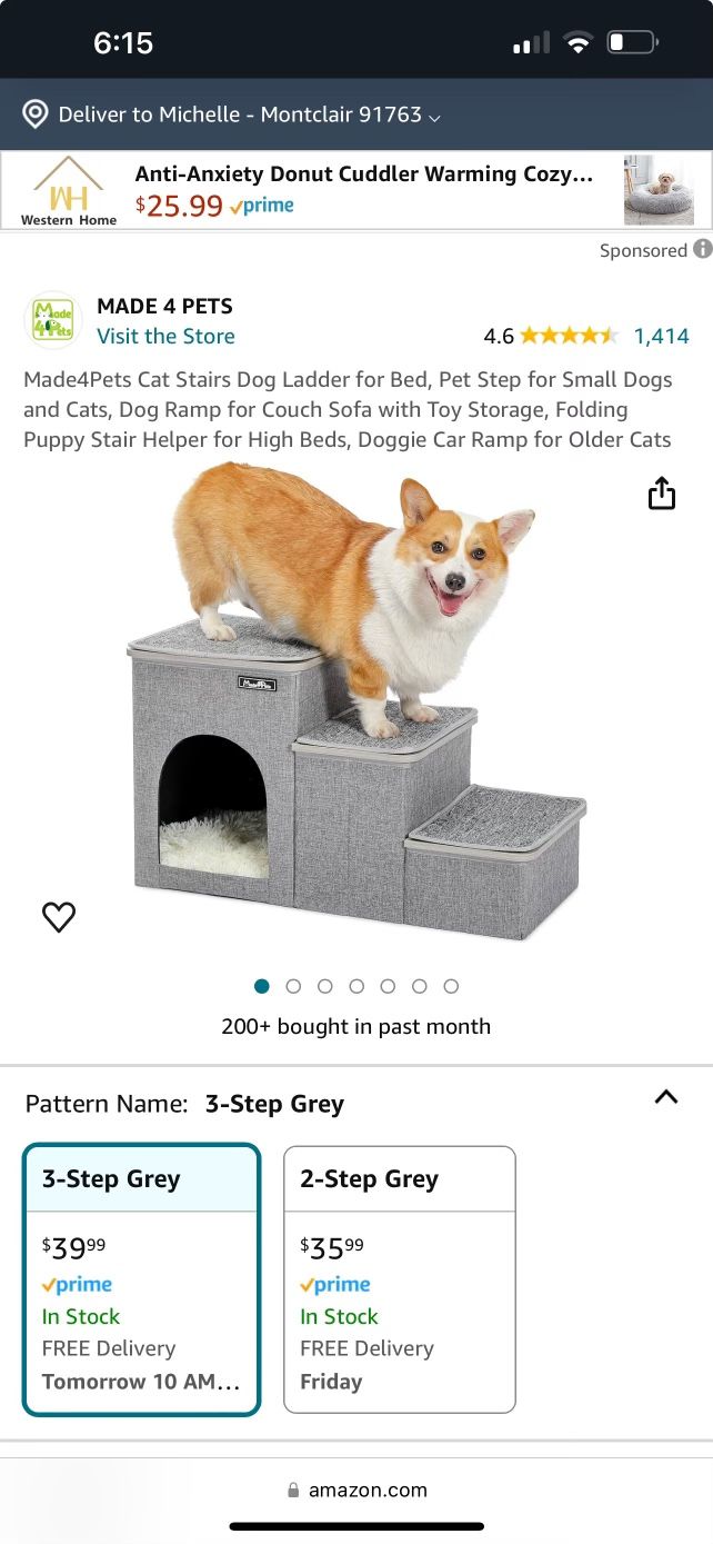 Made4Pets Cat Stairs Dog Ladder for Bed, Pet Step for Small Dogs and Cats, Dog Ramp for Couch Sofa with Toy Storage, Folding Puppy Stair Helper for Hi