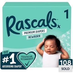 Two NEW Rascals Premium Newborn Diapers 