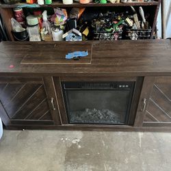 Credenza With Electric Fireplace , Rarely Used