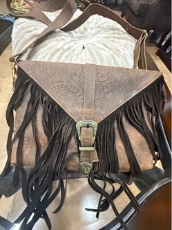 Western Fringe Leather Crossbody Bag