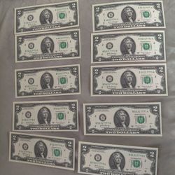 Brand New Rare Lucky 777's $2 Set of 10 Bills