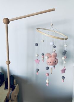 Nursery mobile For Crib with Felt balls And Toys 