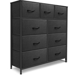 Dresser with 9 Drawers, sturdy metal frame and wood top - New In Box 