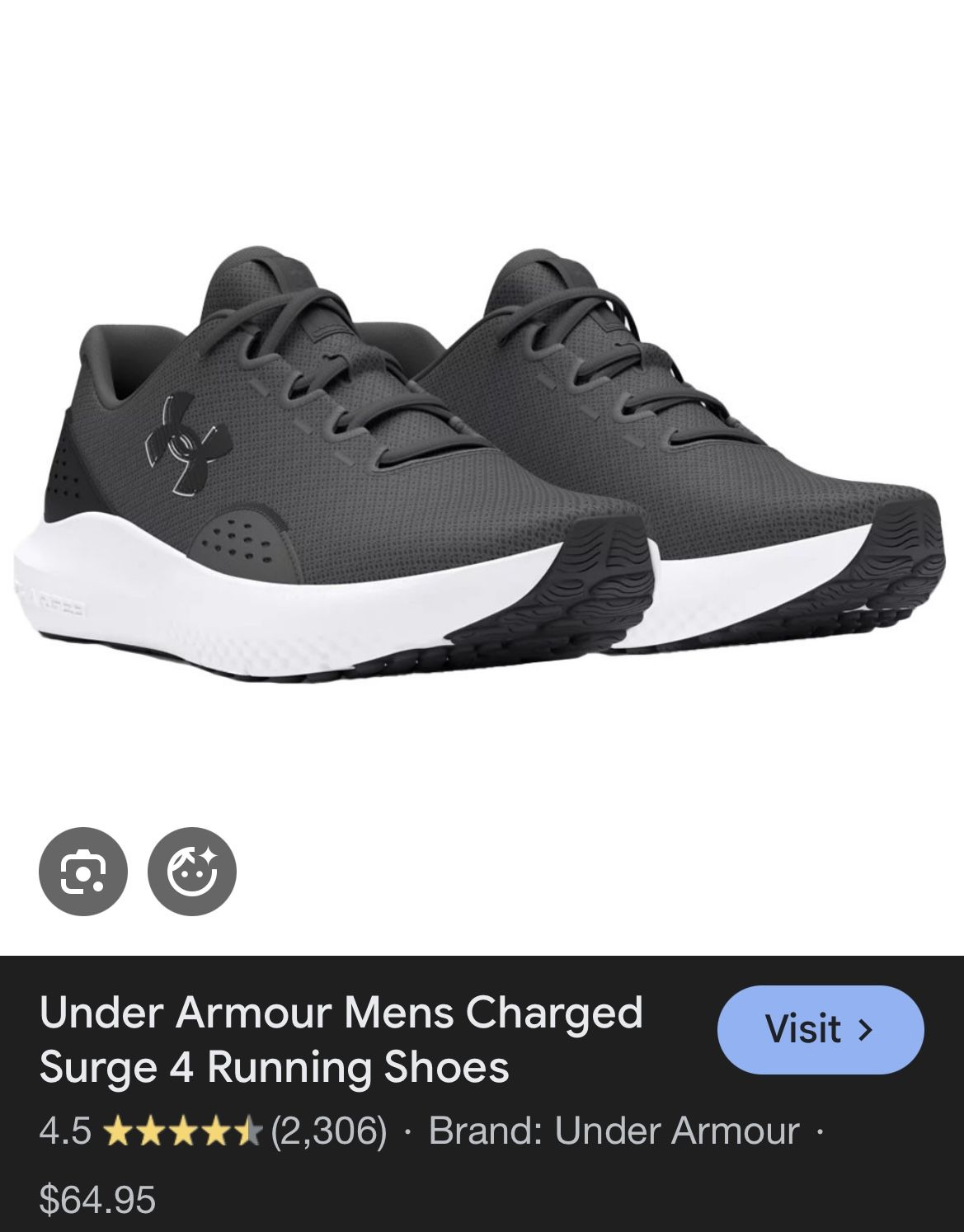 UnderArmour Charged Surge 4 Size 12.5 …………. Nike Jordan Adidas