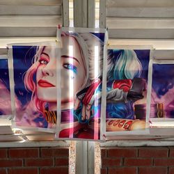  5 panel canvas Harley Quinn Joker wall art 