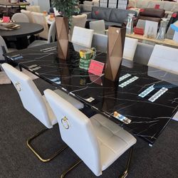 Real Marble Dining Table Set 