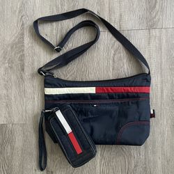 Vintage Tommy Hilfiger Nylon Crossbody Bag & Denim Wristlet 