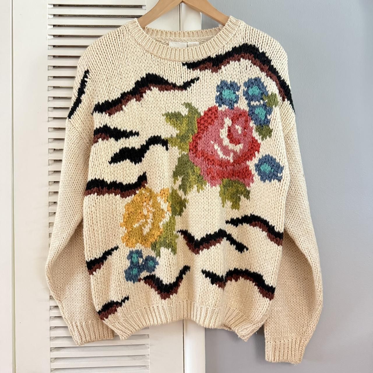 Vintage Needles & Yarn Floral Knit Sweater