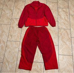 Red Two-Tone Windbreaker Tracksuit Set