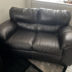Brown Leather Loveseat