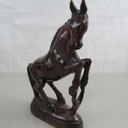 Hand Carved Wooden Rearing Horse Sculpture 10 1/2" Height


