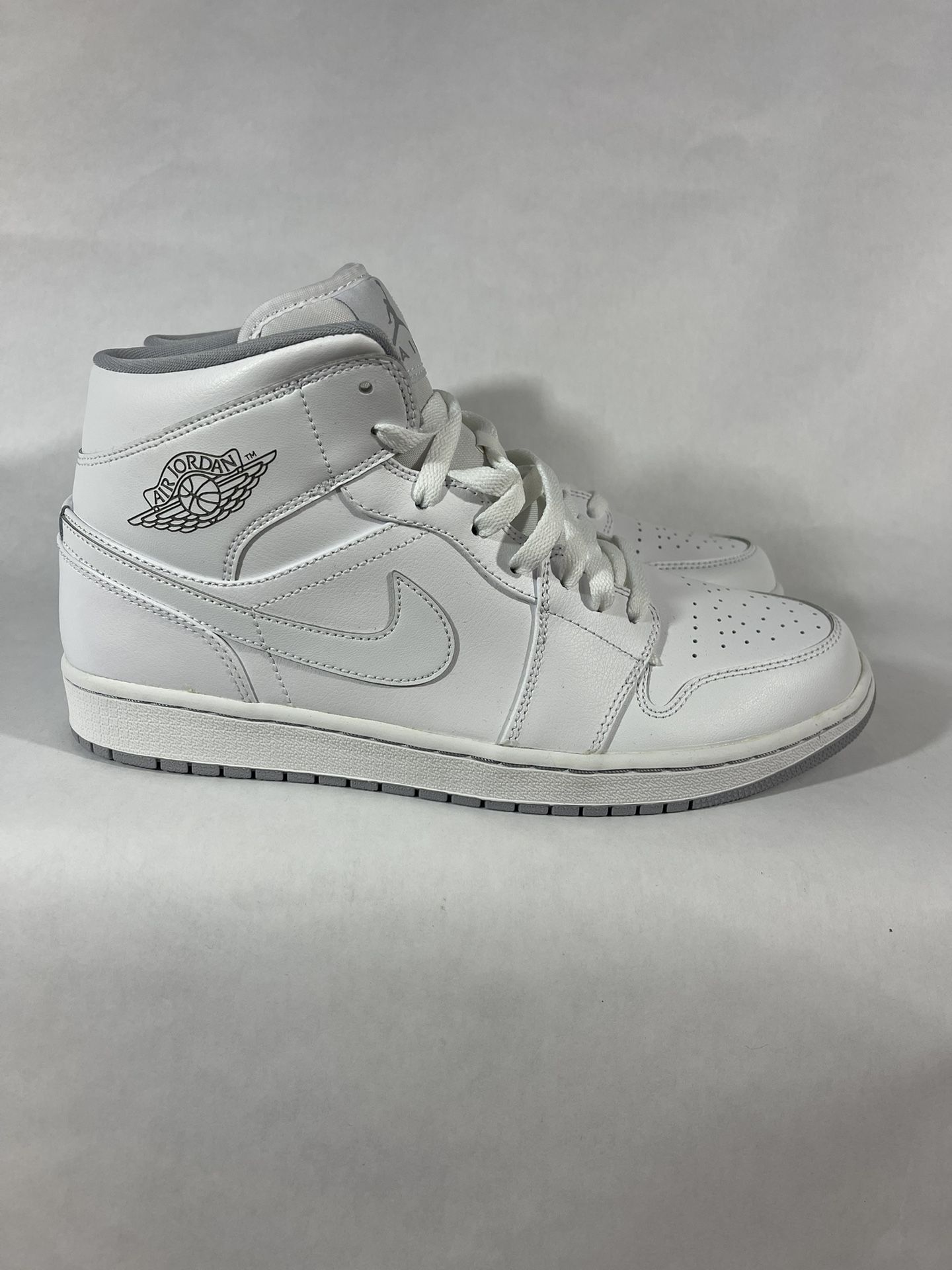 New Nike Air Jordan Ones mid White Wolf Grey Size 11