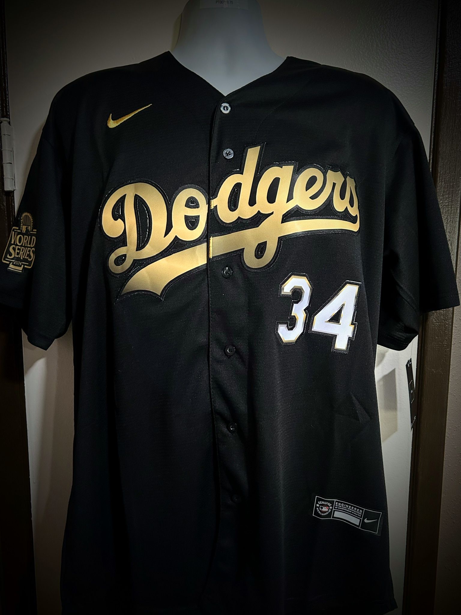 Los Angeles Dodgers #34 Fernando Valenzuela World Series Champion Baseball Jersey - L,3X