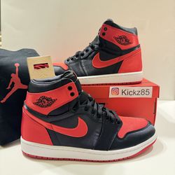 DS Jordan 1 Satin Bred OG All - Size 10.5 M/12 Wmns 