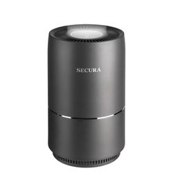 Secura Air Purifier with True HEPA Filter for Small Room with LED Nightlight Platium Grey