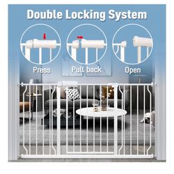 Puerta de seguridad extra ancha de metal blanco 