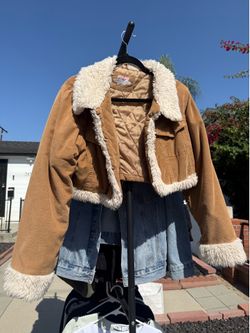 Tan corduroy fur jacket