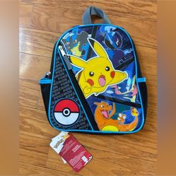 NWT Licensed Pokemon kids Backpack 9x11x4”